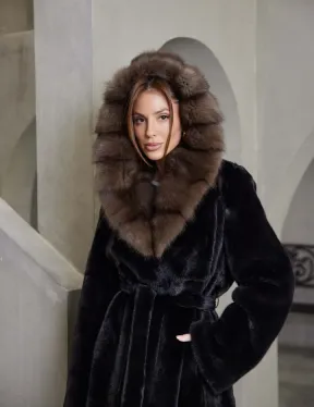 Норка BLACKGLAMA пластины капюшон куница
