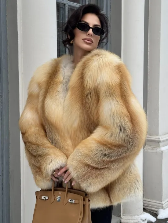 Шуба Premium из меха альпийской лисы - GOLDEN FOX