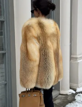 Шуба Premium из меха альпийской лисы - GOLDEN FOX