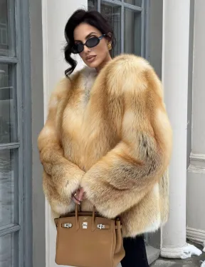 Шуба Premium из меха альпийской лисы - GOLDEN FOX
