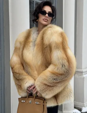 Шуба Premium из меха альпийской лисы - GOLDEN FOX