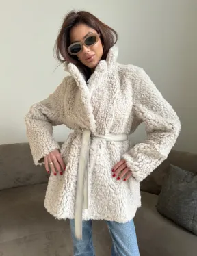 Двусторонняя дублёнка - шуба, мех тиградо английский воротник