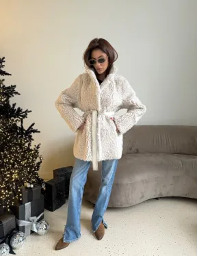 Двусторонняя дублёнка - шуба, мех тиградо английский воротник