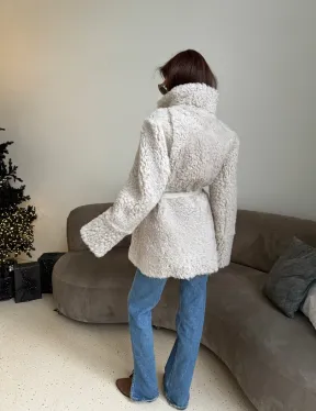 Двусторонняя дублёнка - шуба, мех тиградо английский воротник