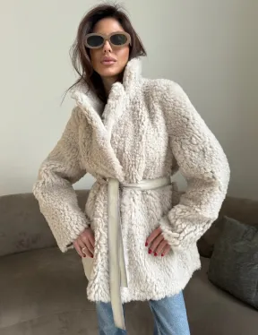 Двусторонняя дублёнка - шуба, мех тиградо английский воротник