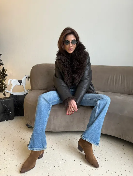 Шуба - дубленка из натуральной овчины (двусторонняя)