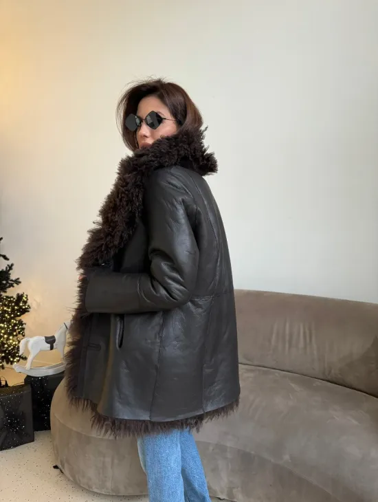 Шуба - дубленка из натуральной овчины (двусторонняя)