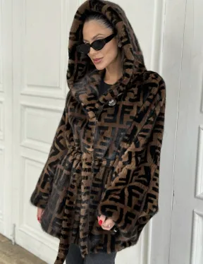 Норка летучая мышь с капюшоном, принт - цвет соболь