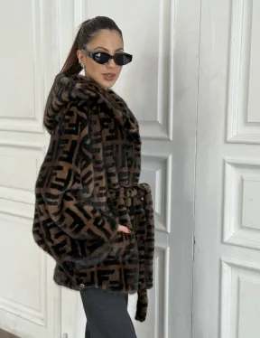 Норка летучая мышь с капюшоном, принт - цвет соболь