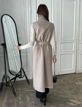 Пальто с мехом норки цвет серый