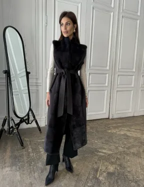 Элегантное пальто из кашемира с мехом норки