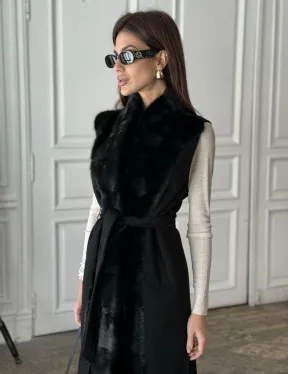 Стильное кашемировое пальто с мехом норки