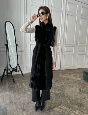 Стильное кашемировое пальто с мехом норки