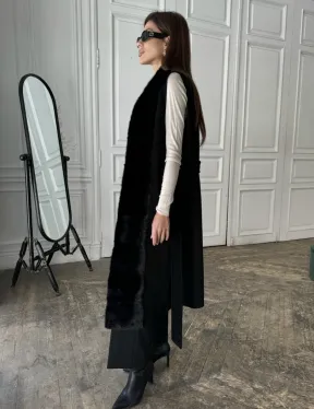 Стильное кашемировое пальто с мехом норки