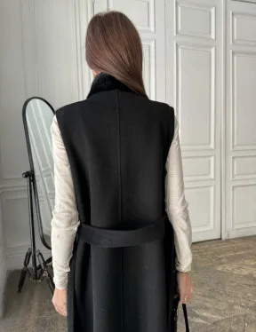 Стильное кашемировое пальто с мехом норки