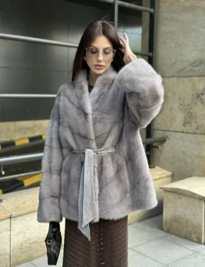 Шуба норковая дымчато-серого цвета
