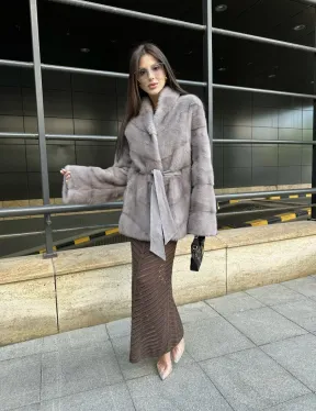 Шуба норковая дымчато-серого цвета