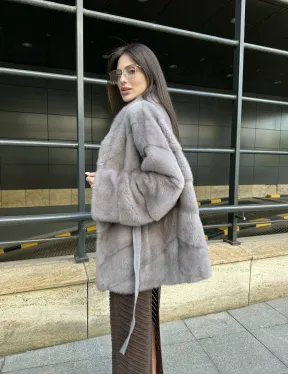 Шуба норковая дымчато-серого цвета