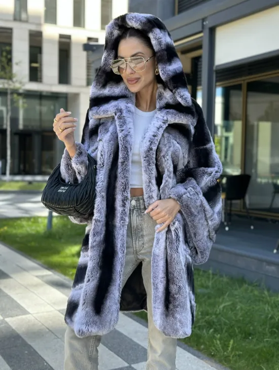 Шуба из кролика рекса - цвет шиншилла