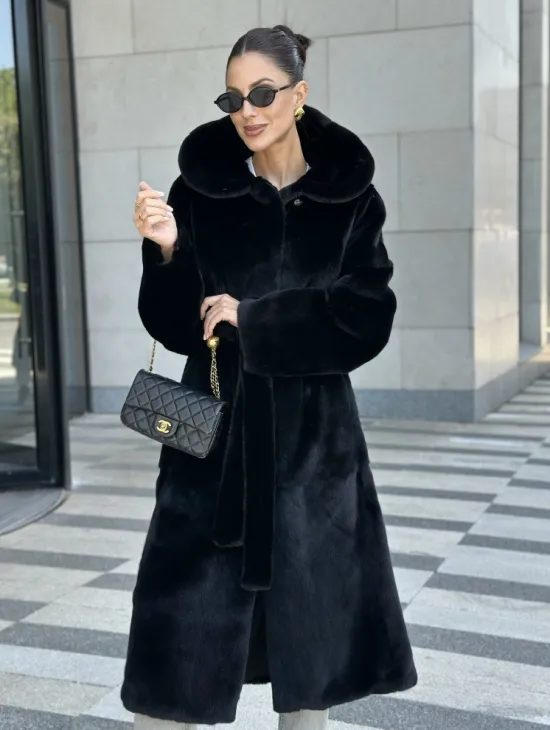 Шуба норка BLACKGLAMA с капюшоном