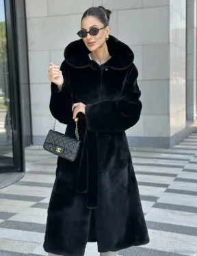 Шуба норка BLACKGLAMA с капюшоном