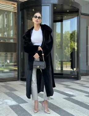 Шуба норка BLACKGLAMA с капюшоном