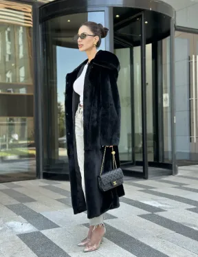 Шуба норка BLACKGLAMA с капюшоном