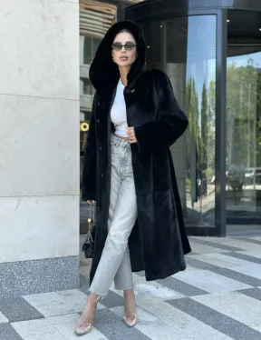 Шуба норка BLACKGLAMA с капюшоном