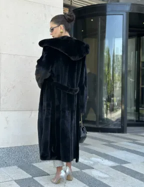 Шуба норка BLACKGLAMA с капюшоном