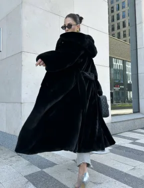 Шуба норка BLACKGLAMA с капюшоном