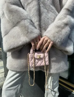 Норковая шуба в цвете нюд