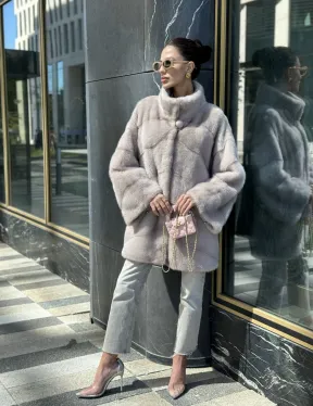 Норковая шуба в цвете нюд