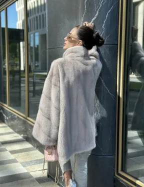 Норковая шуба в цвете нюд