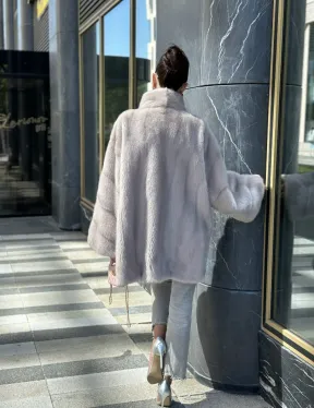 Норковая шуба в цвете нюд