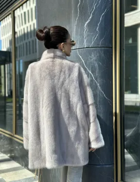 Норковая шуба в цвете нюд