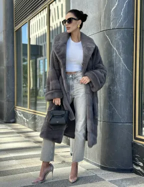 Норковая шуба в цвете сапфир