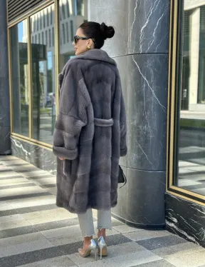 Норковая шуба в цвете сапфир