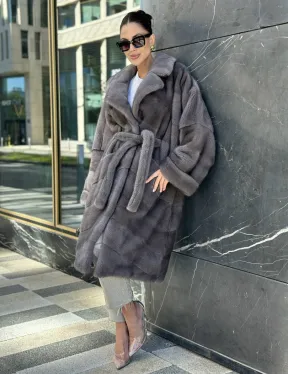 Норковая шуба в цвете сапфир