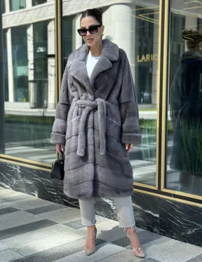 Норковая шуба в цвете сапфир