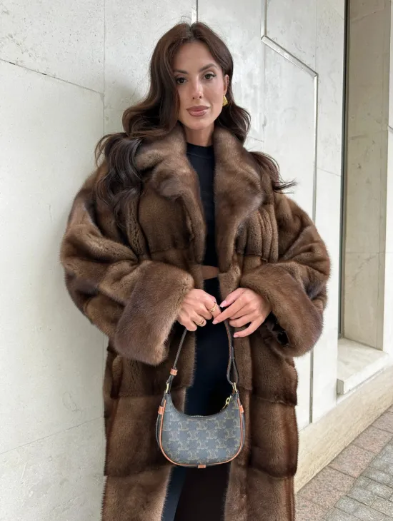 Норковая шуба NAFA соболиного натурального цвета