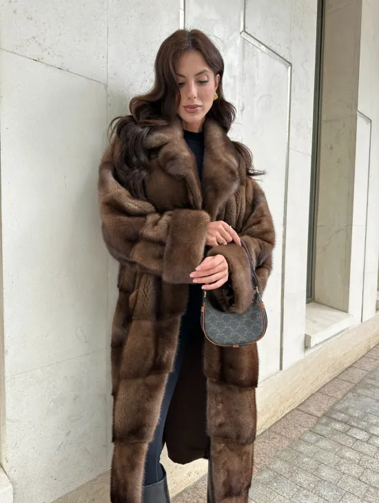 Норковая шуба NAFA соболиного натурального цвета