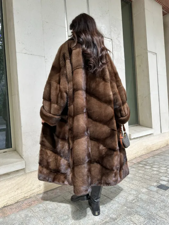 Норковая шуба NAFA соболиного натурального цвета