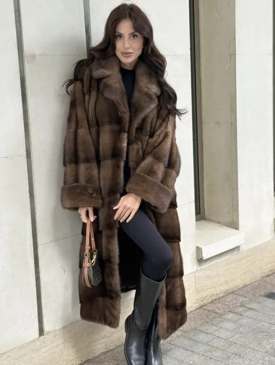 Норковая шуба NAFA соболиного натурального цвета