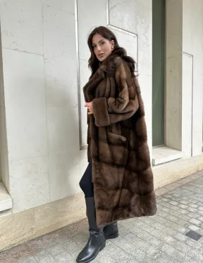 Норковая шуба NAFA соболиного натурального цвета