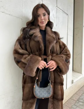 Норковая шуба NAFA соболиного натурального цвета