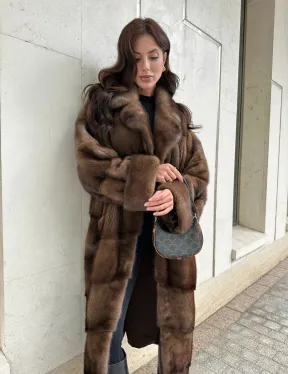 Норковая шуба NAFA соболиного натурального цвета