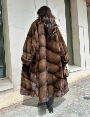 Норковая шуба NAFA соболиного натурального цвета