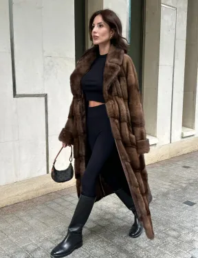 Норковая шуба NAFA соболиного натурального цвета