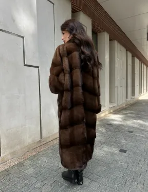 Норковая шуба NAFA соболиного натурального цвета