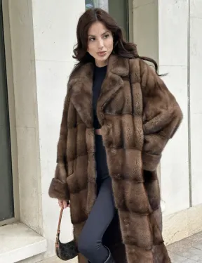 Норковая шуба NAFA соболиного натурального цвета